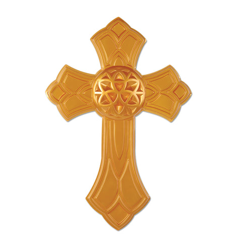 Gold Plastic Cross, Size 17½" x 12"