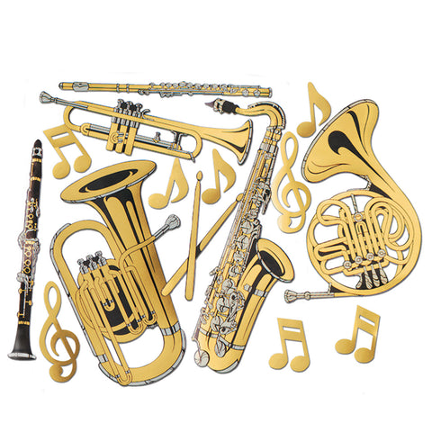 Gold Foil Musical Instruments Recortes, Size 17"-23½"