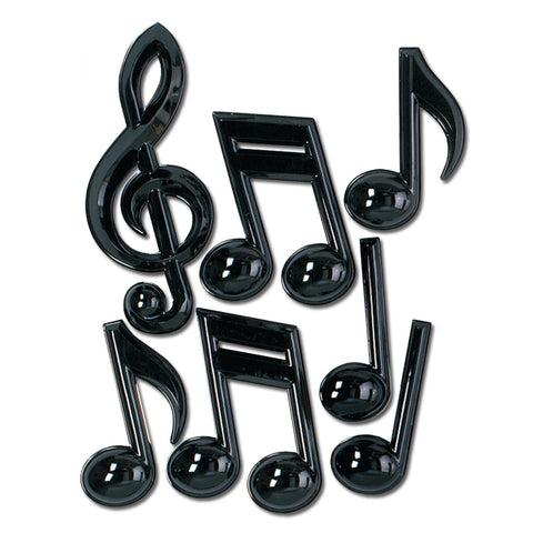Black Plastic Musical Notes, Size 13"