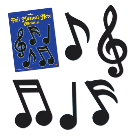 Foil Musical Notes Silhouettes, Size 5"-10"