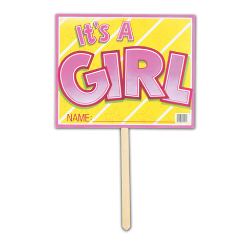 It's A Girl Yard Sign, Size 12" x 15"