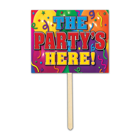The Party's Here! Yard Sign, Size 12" x 15"