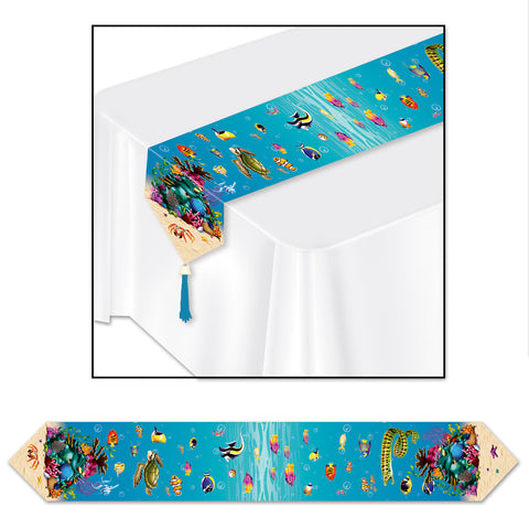 Printed Under The Sea Table Runner, Size 11" x 6'
