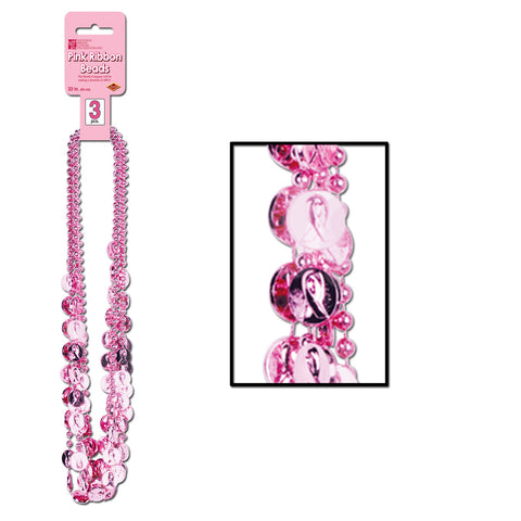Pink Ribbon Collares, Size 33"