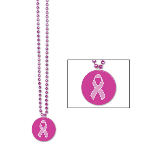 Collares w/Printed Pink Ribbon Medallion, Size 33"