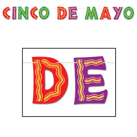 Glittered Cinco De Mayo Streamer, Size 8½" x 10'