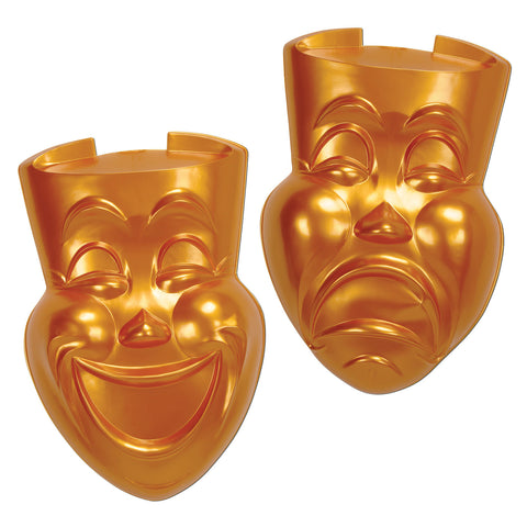 Gold Plastic Comedy & Tragedy Faces, Size 21"