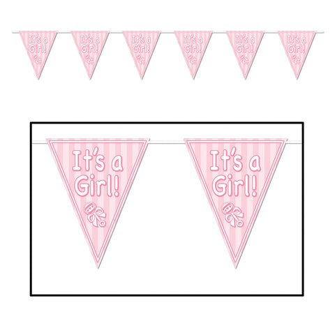 It's A Girl! Pennant Banner, Size 11" x 12'