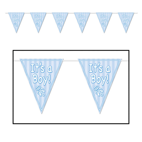 It's A Boy! Pennant Banner, Size 11" x 12'
