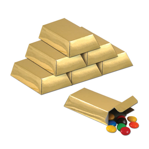 Foil Gold Bar Favor Boxes, Size 3" x 1½" x ¾"