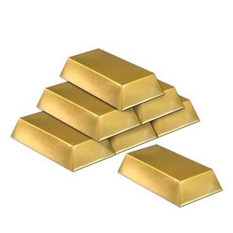Plastic Gold Bar Decorations, Size 7" x 4" x 1½"