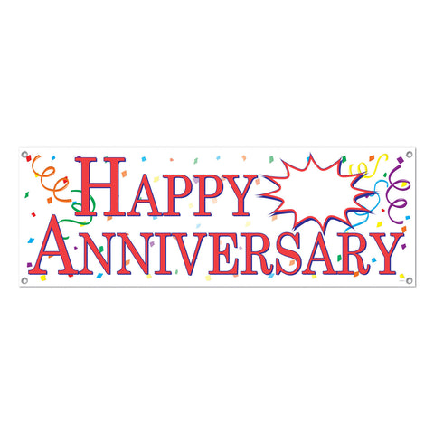 Happy Anniversary Sign Banner, Size 5' x 21"