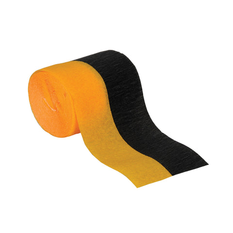 FR Black & Golden-Yellow Crepe Streamer, Size 2½" x 30'