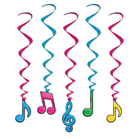 Neon Musical Notes Whirls, Size 3'