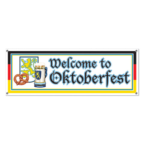 Welcome To Oktoberfest Sign Banner, Size 5' x 21"
