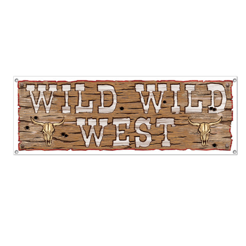Wild Wild West Sign Banner, Size 5' x 21"