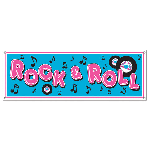 Rock & Roll Sign Banner, Size 5' x 21"