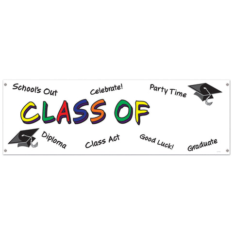 Class Of  Year  Sign Banner, Size 5' x 21"