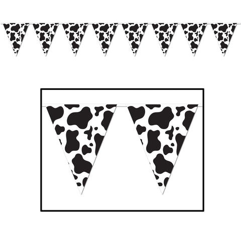 Cow Print Pennant Banner, Size 11" x 12'