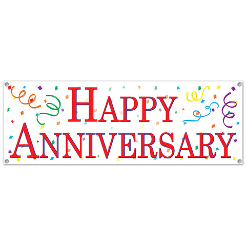 Happy Anniversary Sign Banner, Size 5' x 21"