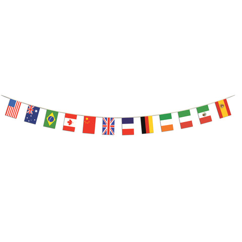 International Flag Pennant Banner, Size 12" x 14' 6"