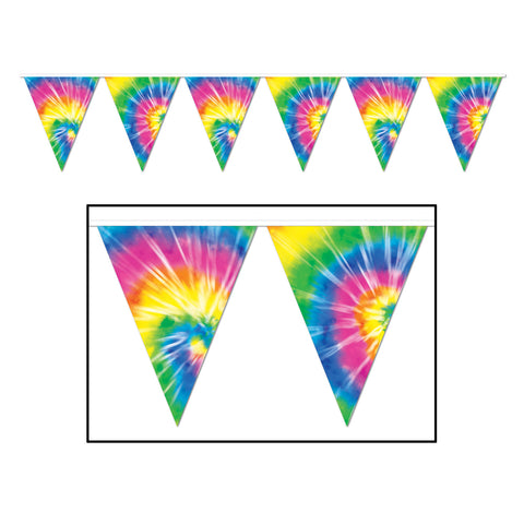 Tie-Dyed Pennant Banner, Size 11" x 12'