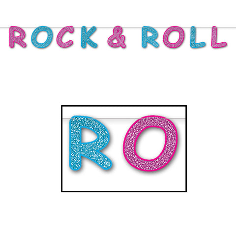 Glittered Rock & Roll Streamer, Size 8½" x 8'