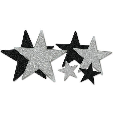 Glittered Foil Star Recortes, Size Asstd