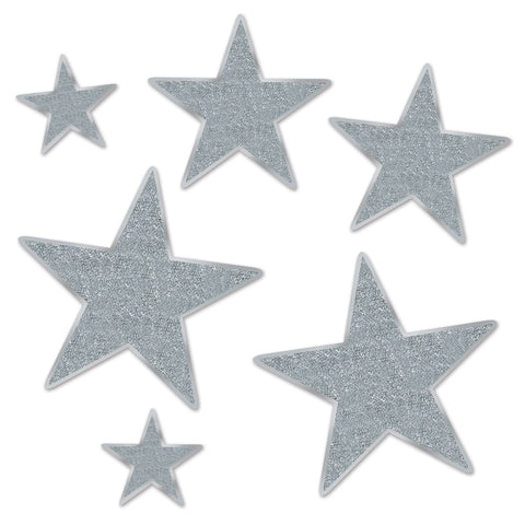 Glittered Foil Star Recortes, Size Asstd