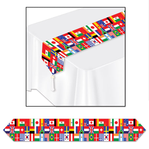 Printed International Flag Table Runner, Size 11" x 6'