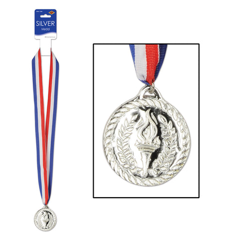 Silver Medal w/Ribbon, Size 30" w/2" Medal