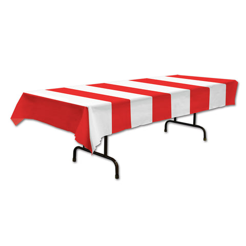 Red & White Stripes Tablecover, Size 54" x 108"
