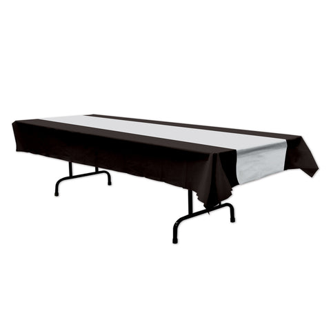 Black & Silver Tablecover, Size 54" x 108"