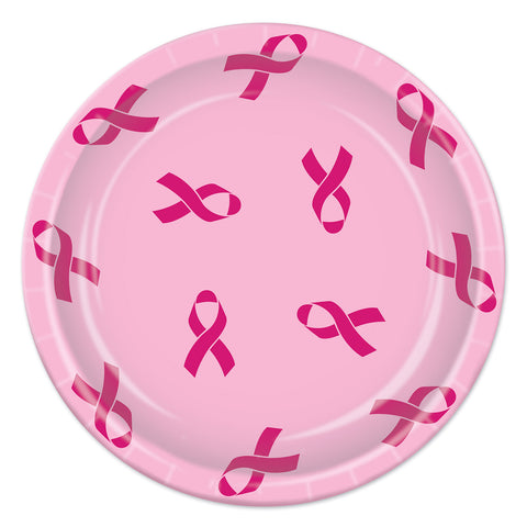 Pink Ribbon Plates, Size 9"
