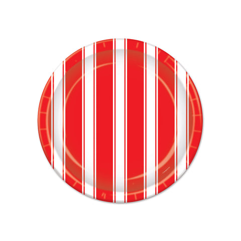 Red & White Stripes Plates, Size 7"