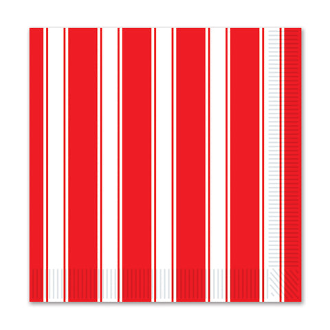 Red & White Stripes Beverage Napkins