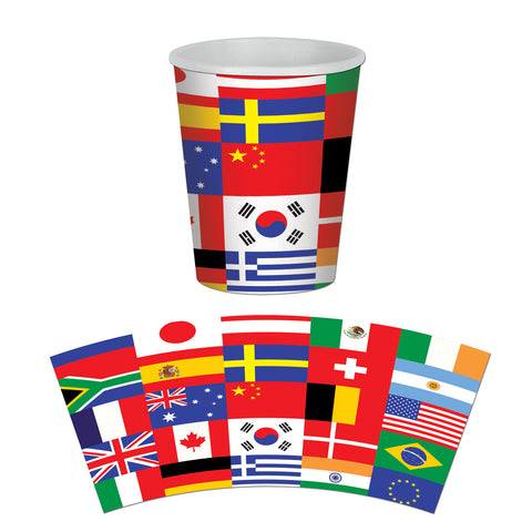 International Flag Beverage Cups, Size 9 Oz