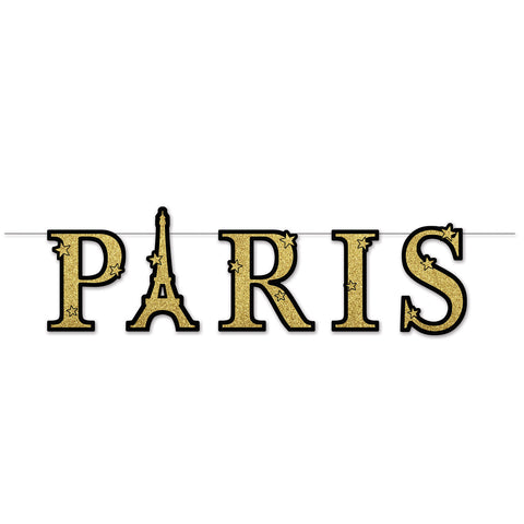 Glittered Paris Streamer, Size 9½"-11½" x 3'