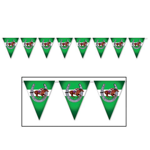Horse Racing Pennant Banner, Size 11" x 12'