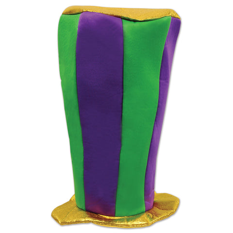 Mardi Gras Plush Tall Top Hat, Size 16"