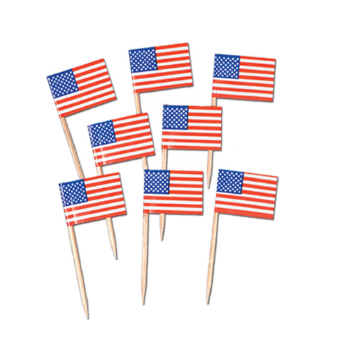 Pkgd U S Flag Picks, Size 2½"