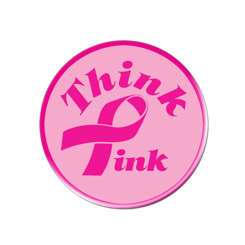 Pink Ribbon Button, Size 3½"