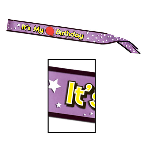 It's My Birthday Satin Sash, Size 33" x 4"