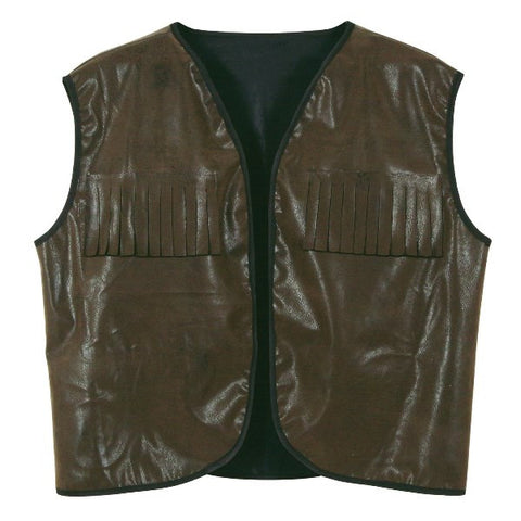 Faux Brown Leather Cowboy Vest w/Fringe