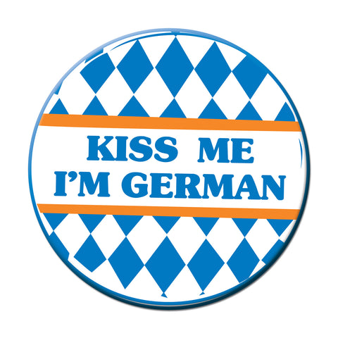 Kiss Me I'm German Button, Size 3½"