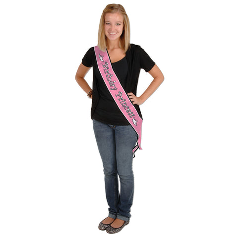 Birthday Princess Satin Sash, Size 33" x 4"