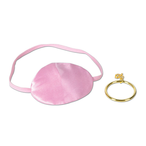 Pink Pirate Eye Patch w/Plastic Earring, Size 2½"