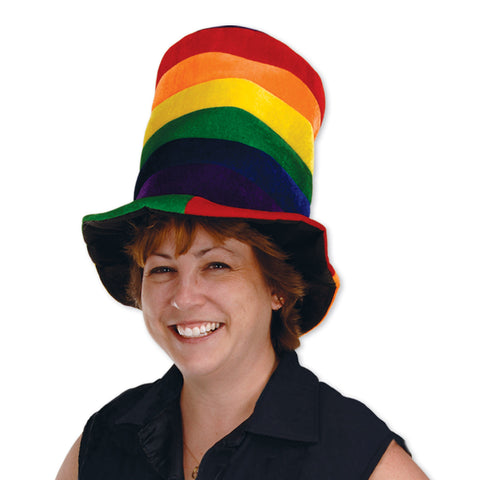 Plush Rainbow Stovepipe Hat