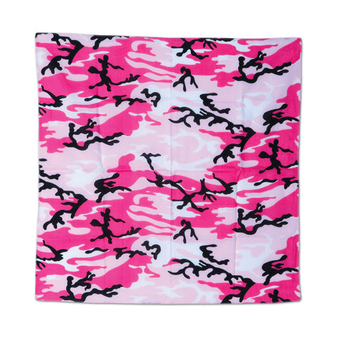 Pink Camo Bandana, Size 22" x 22"