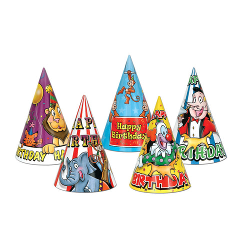 Circus Birthday Cone Sombreritos, Size 6½"